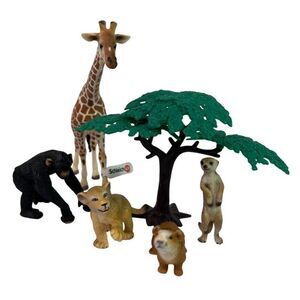 Schleich Animal Lot Of 5 Giraffe, Chimpanzee, Lion Cub, Meerkat, Guinea Pig